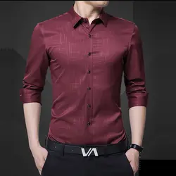 Maomaoleyenda мужская одежда Рубашки для мальчиков черный с красным принтом Блузка с длинными рукавами 2018 Мода Однобортный Бизнес рубашка Для