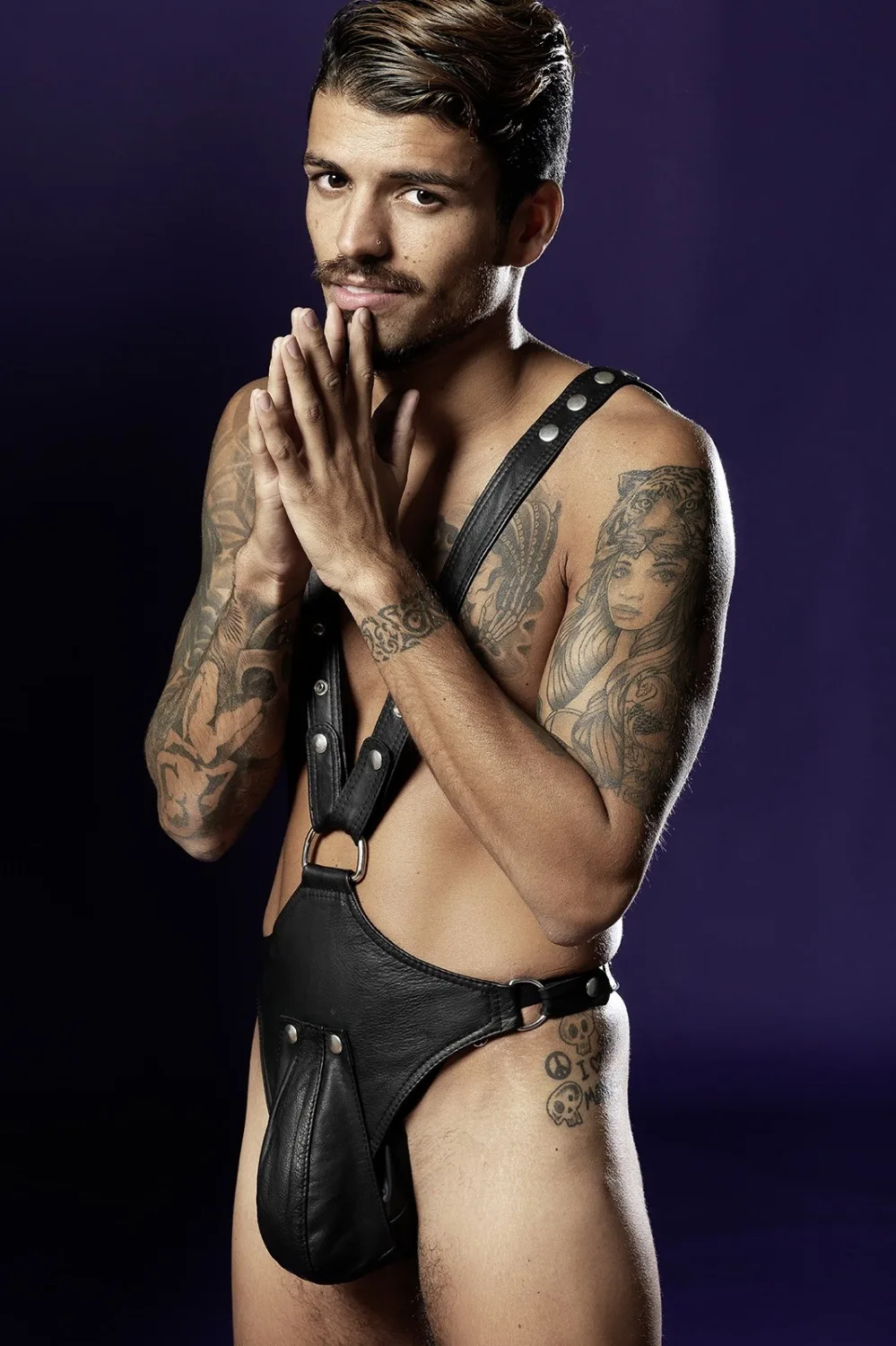 

Faux Leather New Hot Sexy Man Exotic Fetish Bondage Costume Black Bodysuit Lingerie Fantasy Gay Jumpsuit Teddy Sex Underwear Toy