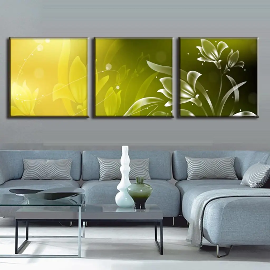 Discount Framed Painting 3 Pcs Modern Abstract Flower Painting Prints