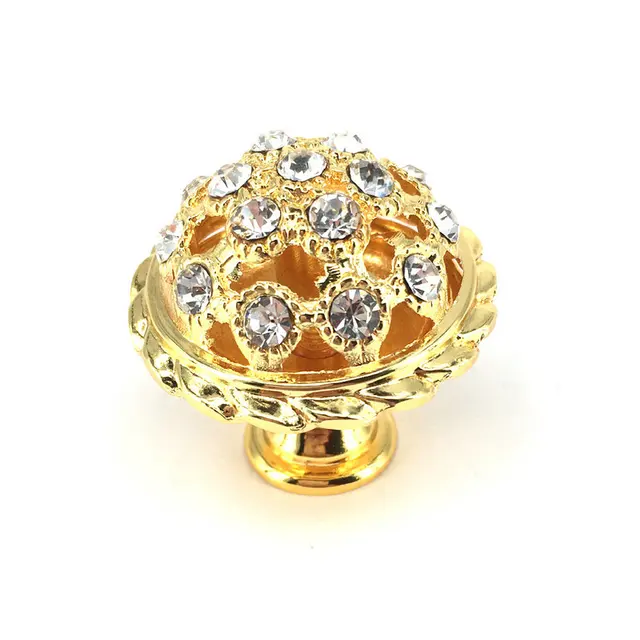35mm Glas Kristall Knöpfe Gold Kommode Knob Schublade Griffe pilzform