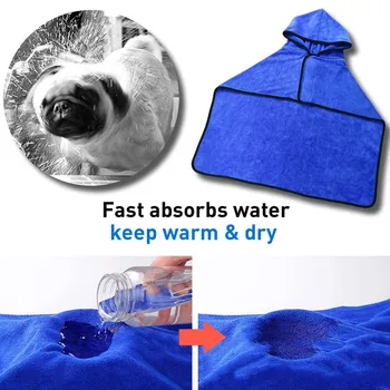 

Dog Cat Bath Robe Microfiber Towel Quick Drying Animal Grooming Blanket Cloth 899