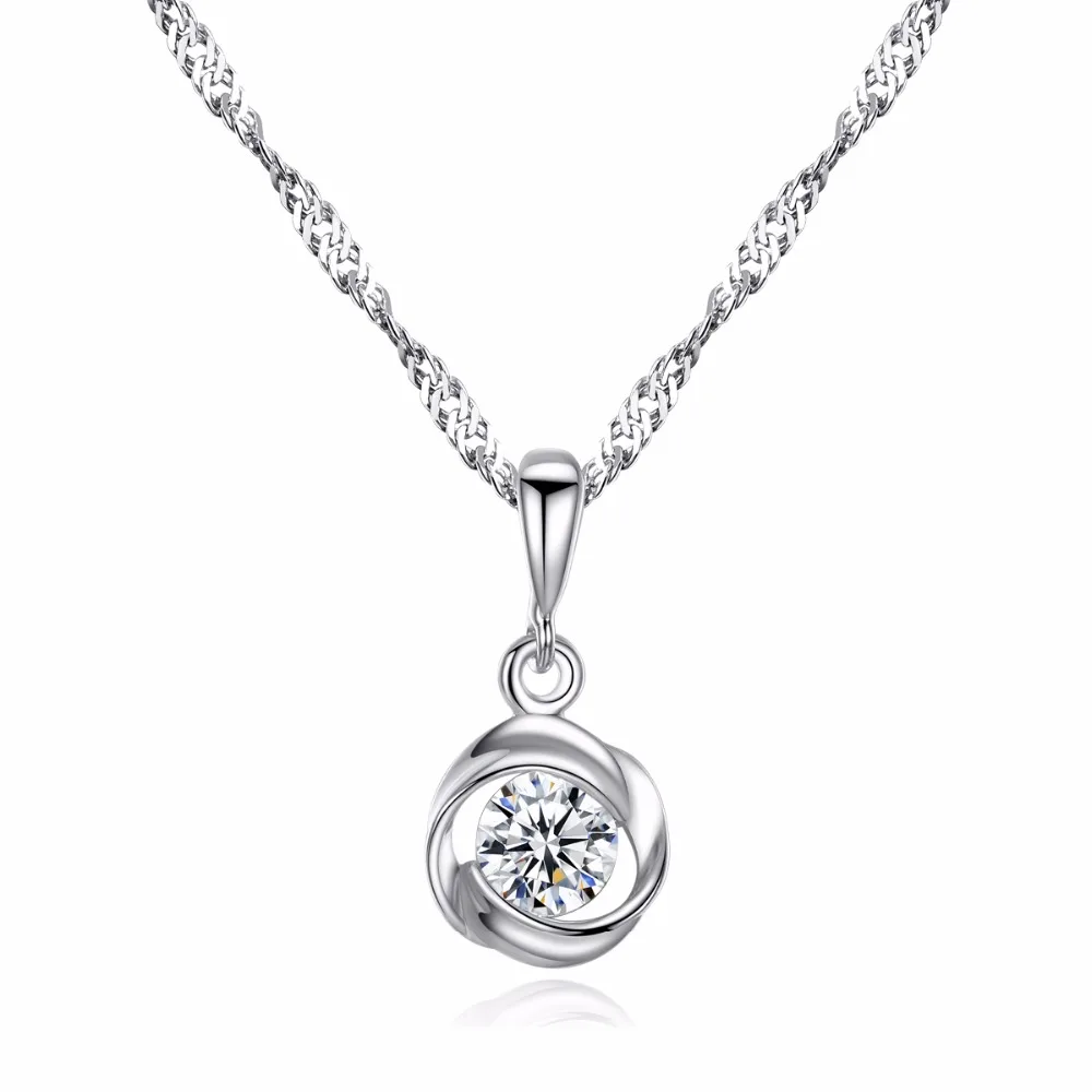Fine Jewelry кубического циркония розы Классический 925 Серебряный кулон Цепочки и