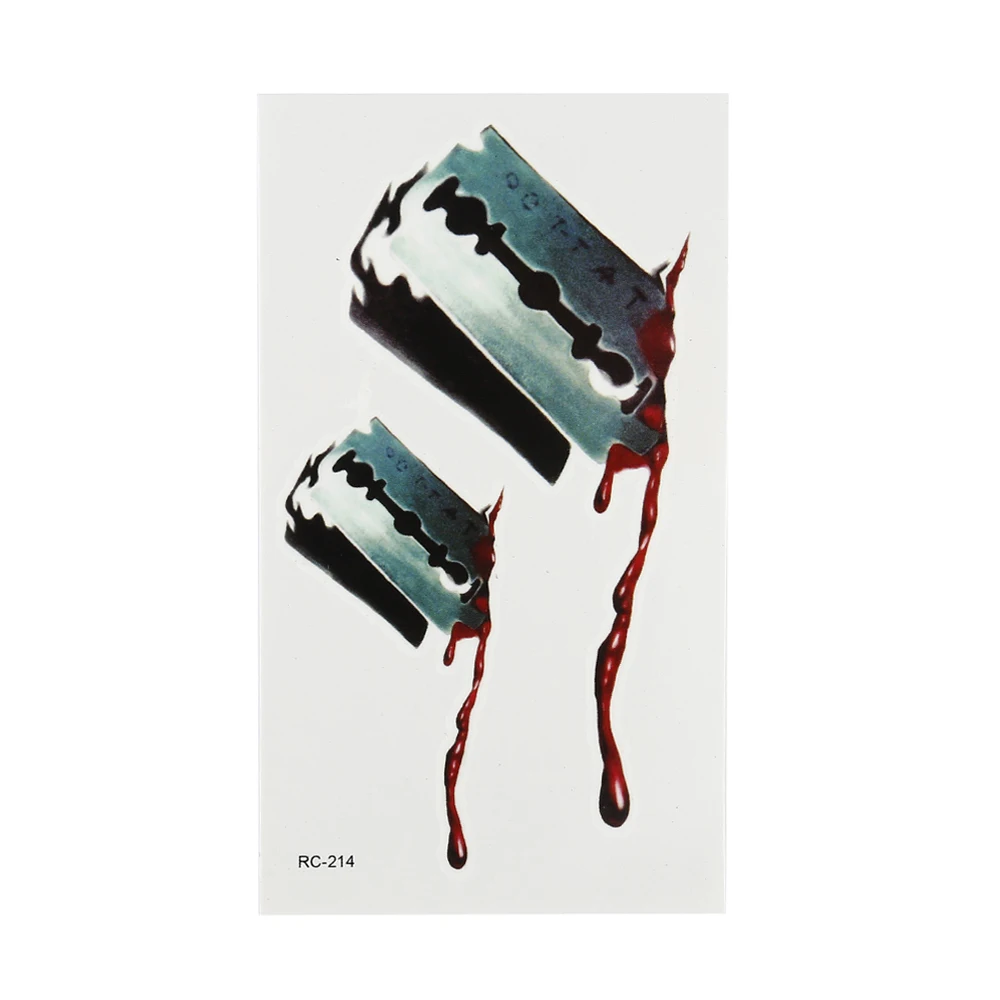 

Halloween Blade Scar Blood Injuries Tattoos Stickers Decals Waterproof Convenient Party Temporary Tattoos