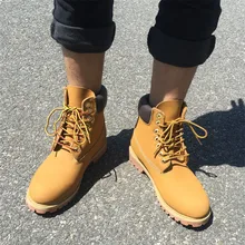 2017 Spring Autumn Brand Men Genuine Leather Boots Wellies Fashion Martin Boots Outdoor Casual Walking Boots Shoes