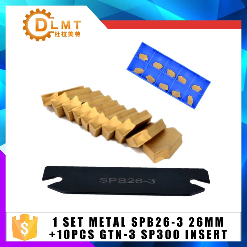 

SPB26-3 26mm Parting Grooving Cut-Off Blade Tool Holder + 10pcs GTN-3 SP300 Insert For Machine Tools Accessories
