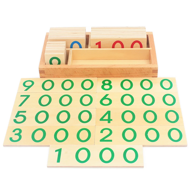Children Wooden Montessori Number Digital 1-9000 Cards Toys For Students Learning Small Size Educational Early Educational Toys