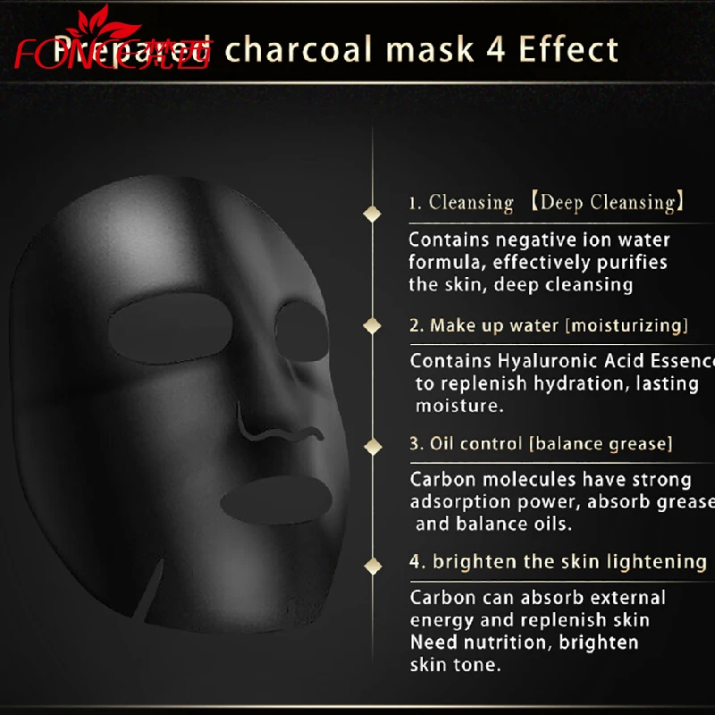 Fonce 10pcs Women Black mask for the face Carbon Acne Treatment Mask Moisturizing Remove Blackheads Anti Aging Shrink pores