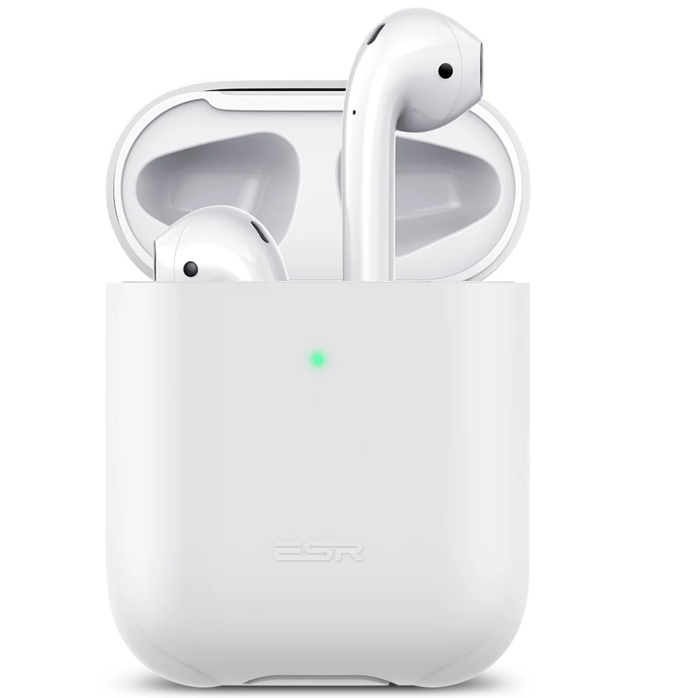 ESR ультратонкий кожаный чехол для AirPods, чехол для зарядки, Тонкий силиконовый чехол для AirPods 2, видимый передний светодиодный противоударный чехол