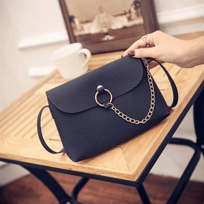 

2018 Women's Handbags Litchi Stria Leather Shoulder Bags Solid Chains Messenger Bag Small Women's Bags Crossbody Bags for Girls