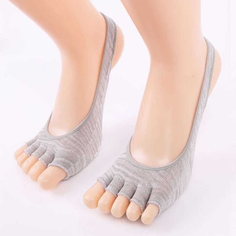 Носки Женщин Йога половина носком, противоскользящие женские массажные носки Sport Half-пальцы из теплого хлопка Running носки для тренировки