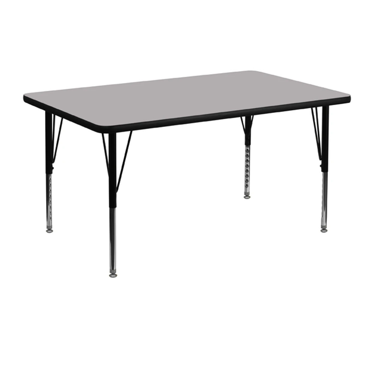 Flash Furniture 30''W x 48''L Rectangular Activity Table with Grey Thermal Fused Laminate Top and Height Adjustable Pre-School Leg