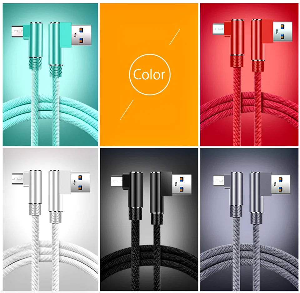1/2/3 м метра микро-usb кабель 90 градусов микро USB кабель для быстрой ...