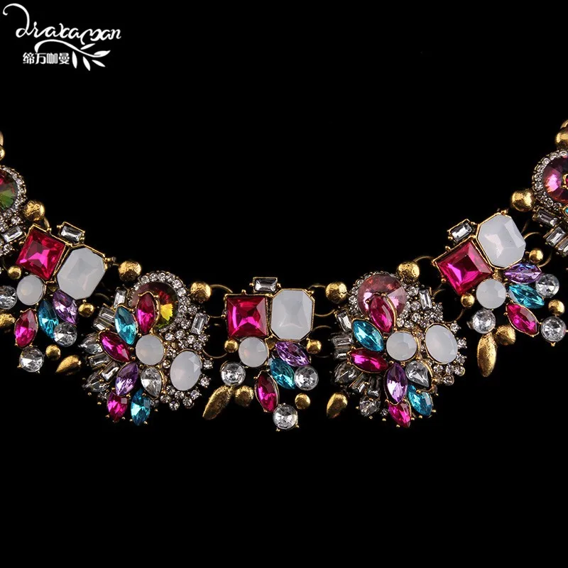 Бренд Dvacaman,, женские свадебные ювелирные наборы, роскошный кристалл, массивное ожерелье и серьги и браслет, Женские Ювелирные наборы Q7