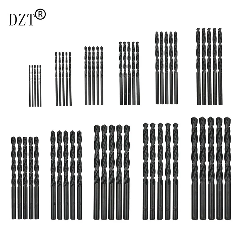 55pcs 1.5-6.5mm Black Twist Drill Bit Set For Wood Power Tools Accessories Drilling | Инструменты