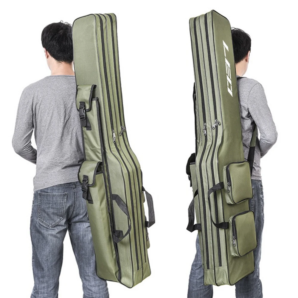 Vara de Pesca Case para Varas Bolsa de Armazenamento Bolsa Duas Camadas Engrenagem Equipamento Ferramenta Transportadora Capa Ombro 130cm 9 Cheap Bolsas de pesca