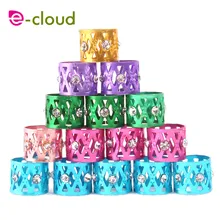 50 шт./партия алмазные и золотые металлические трубки кольцо дредлок бусины для косичек бусины для волос для дредов регулируемое кольцо для косички заколки