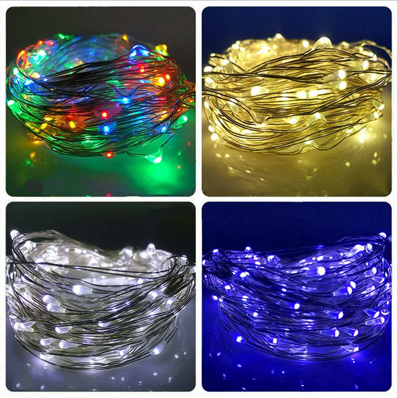 

2/5/10m LED String Lights Solid & Colorful Night Light Festival Lamp with USB Plug Party Christmas Tree Decoration