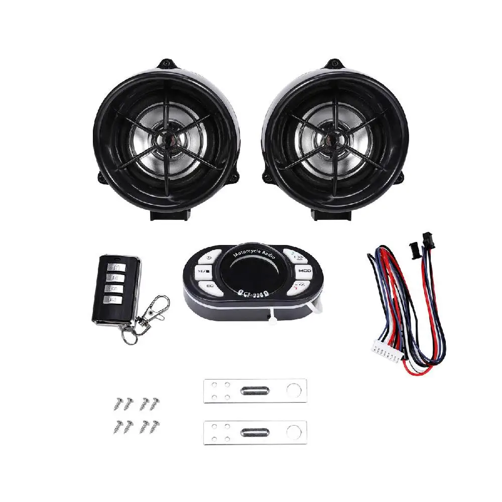 

Ironwalls 12V Motorcycle Handlebar Bluetooth MP3 Audio Player System USB SD TF MP3 Alarm Clock Radio 3" Stereo Amplifier Speaker