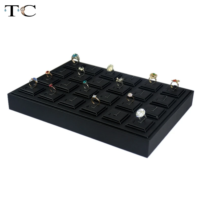 

Black PU Leatherette Jewelry Display Tray For Rings 35*25cm Organizer Storage Holder Case Box