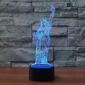 

3D night lamp Statue of liberty 7 changes color gradient color mood light USB touch switch for Living Bed Room or Gift