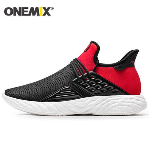 ONEMIX спортивная обувь для мужчин хороший Ретро тренажерный зал спортивные кроссовки черный Zapatillas Спортивная обувь мужские уличные Прогулочные кроссовки - Цвет: Black red