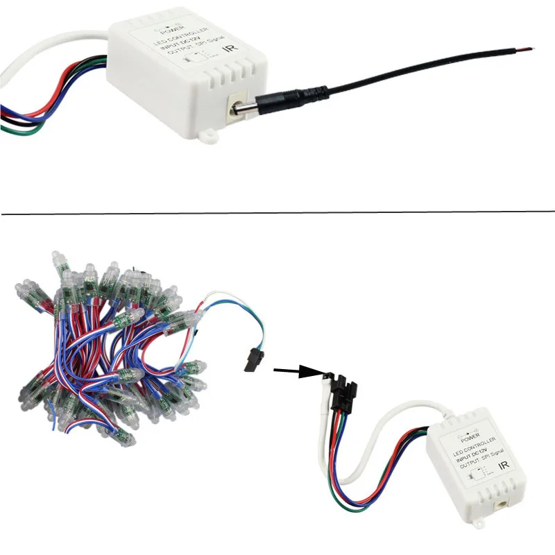12 мм WS2811 Светодиодный пиксельный модуль водонепроницаемый DC5V адресуемые Рождественские огни цвет мечты+ 24key контроллер+ источник питания 200 шт