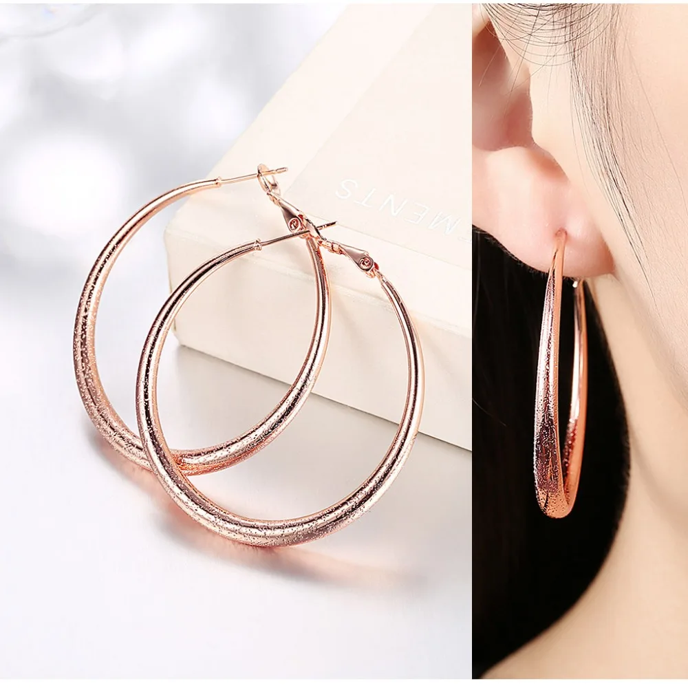 simple gold filled 41mm big circle hoop earrings for women,Ear female