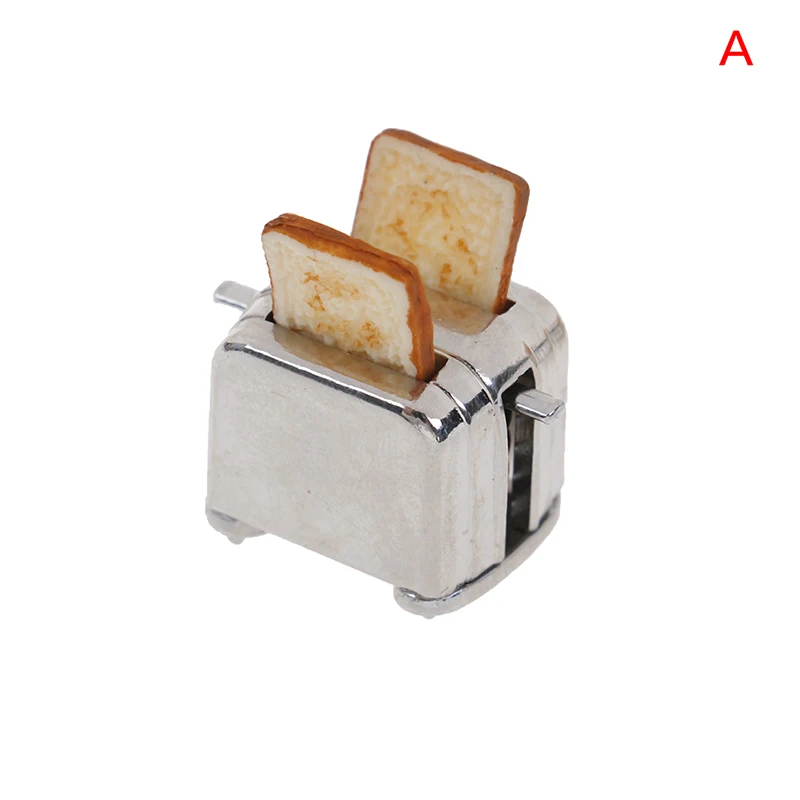 Dollhouse Mini Bread Machine With Toast Miniature Dollhouse Accessories Cute Decoration Toaster 1/12 Scale 7