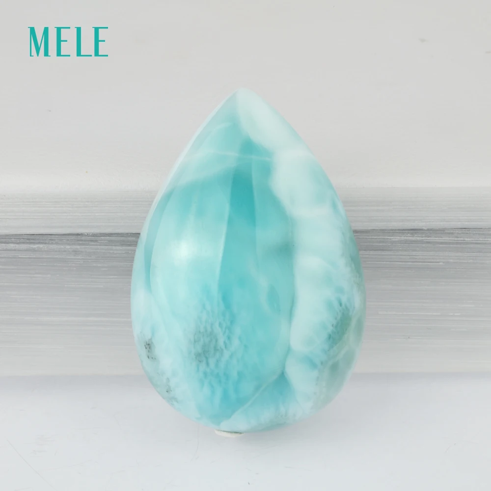 Natural blue larimar stone 9.6 gram pears shape 34mm*23mm big loose stone blue color best gift for grandparents