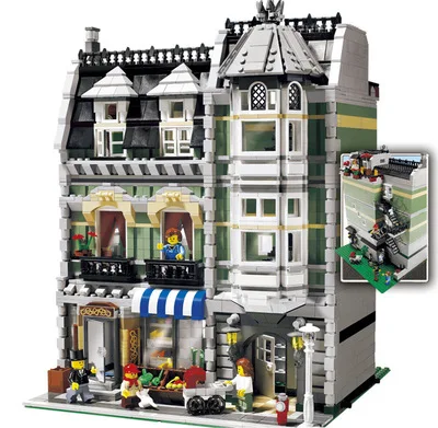 

DHL LEPIN 2462Pcs 15008 City Street Creator Green Grocer Model Building Kits Blocks Bricks Compatible 10185 free shipping