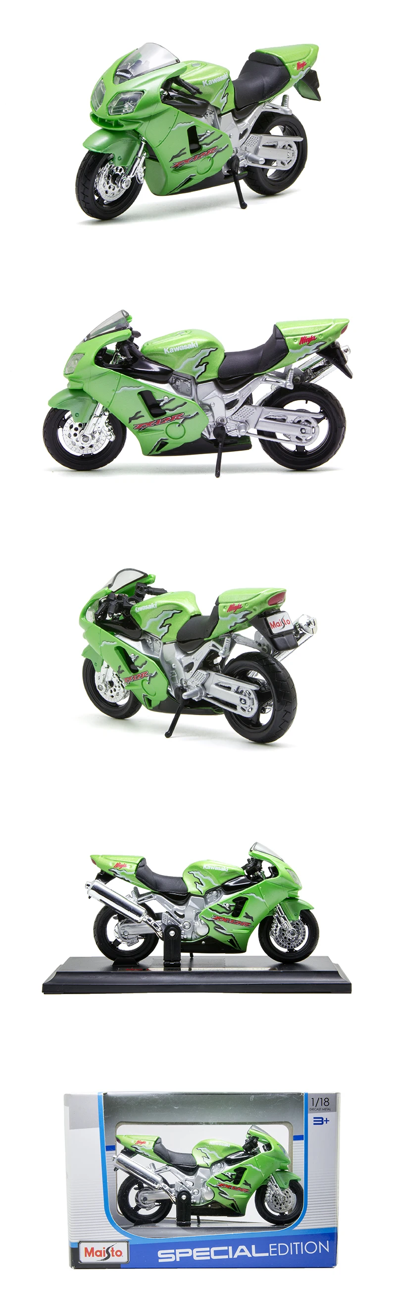 Maisto 1:18 moto rcycle модели Kawasaki Ninja ZX12R зеленый мото литой пластик мото миниатюрная гоночная игрушка для коллекции подарков
