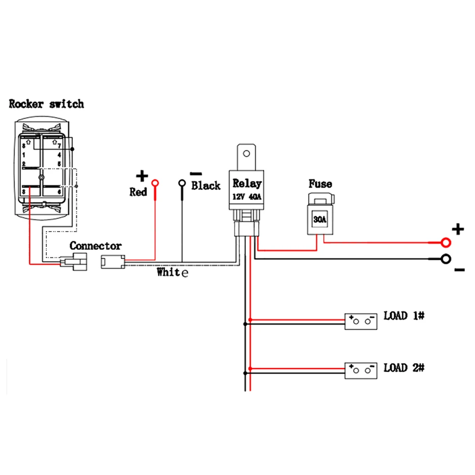 Wiring Diagram For 12V Light Bar Using A Lighted Rocker Switch And Relay from ae01.alicdn.com