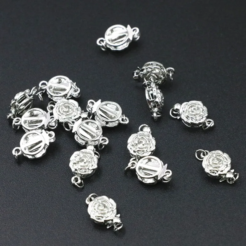 

5pcs Rose Flower Clasp Hooks For DIY Jewelry Making 10mm Necklace Bracelet Alloy Silver-Color Wholesale Accessories Finding A85