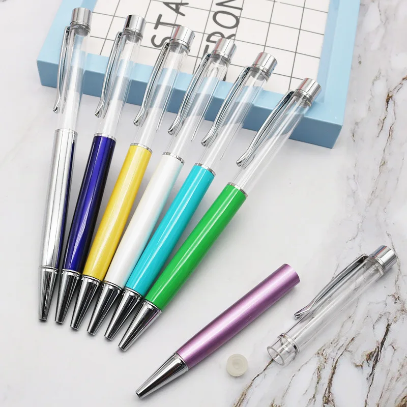 

30Pcs High Grade Silver Pen Holder DIY Made Crystal Colored Ballpoint Pen Metal Empty Pen Birthday Gift Color Optional Wholesale