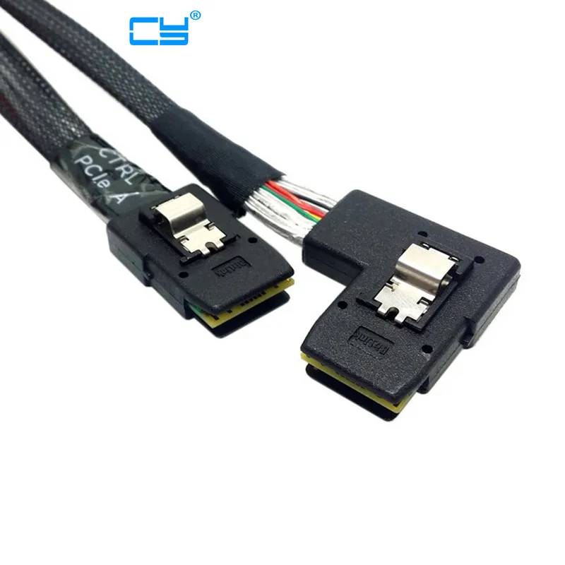 

Ultra Slim Flat Left Angled 90 Degree Mini SAS 36pin SFF-8087 to 8087 Data Raid Cable 50cm