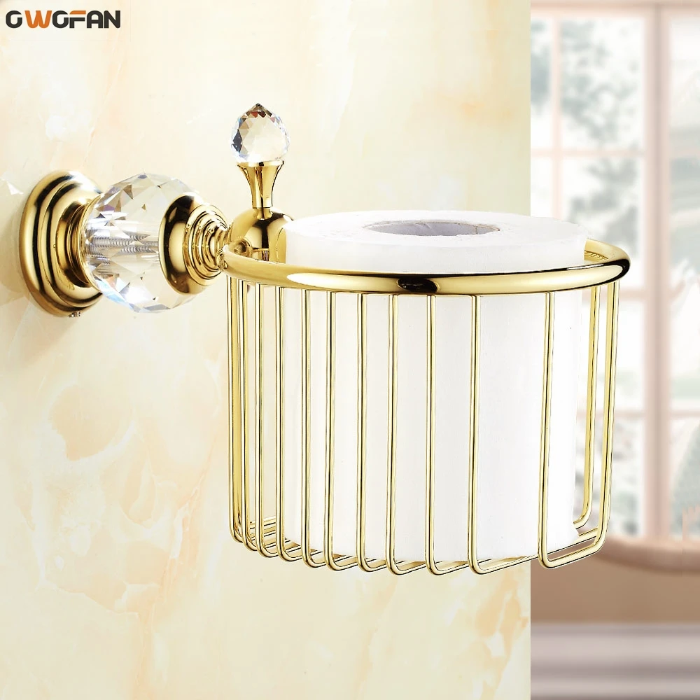 Paper Holders Crystal Brass Wall Mounted Bathroom Accessories Roll