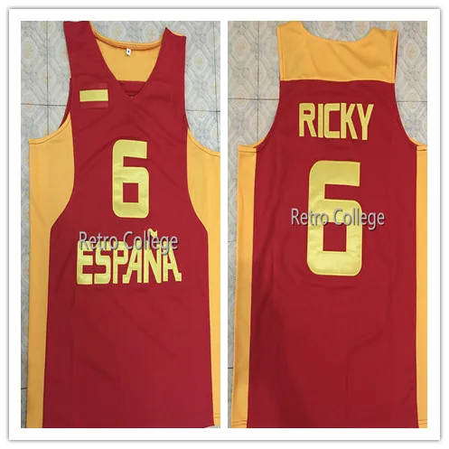 

2019 New #6 Ricky Rubio Team Spain mens basketball jersey Embroidery Stitched Customize any name and number