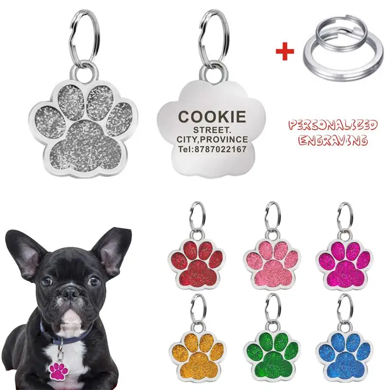 

Personalized Engraving Pet ID Tag Stainless Steel Dog Cat Name Tags Collar Accessories Pendant Customized Nameplate With Keyring