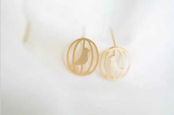 Fashion a bird in the cage stud earrings | Украшения и аксессуары