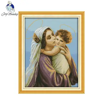 

Joy Sunday Holy mother holy son Handmade Needlework Chinese Counted Cross Stitch Set Embroidery Kit 14CT Pattern Cross-Stitching