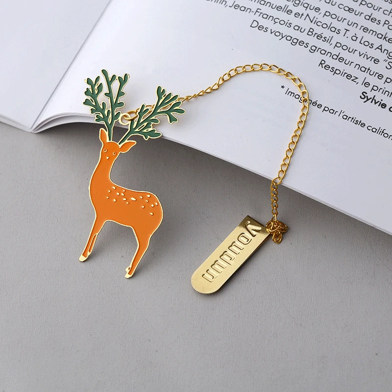

30pcs/lot Kawaii Creative Fashion Metal Longhorn Deer Pendant Bookmark School Learning Office Supplies Children's Birthday Gift