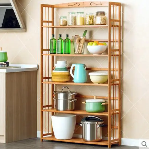 

Simple kitchen rack sorting rack solid wood multi-layer landing bookshelf bedroom storage rack
