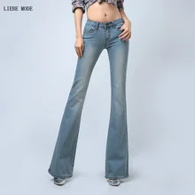 Синий пуш-ап женские джинсы клёш Высокая талия стрейч джинсы женский колокольчик Нижние штаны обтягивающие джинсы модные туфли-лодочки для офиса рабочие брюки