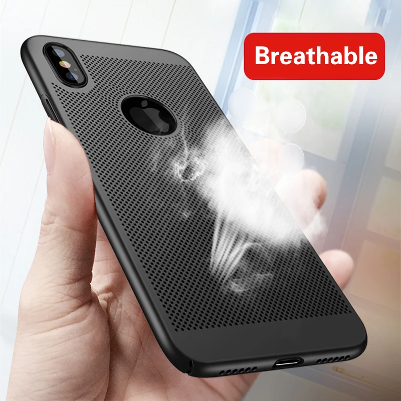 

capa For iPhone 7 8 Plus case Ultra Slim Grid Heat Dissipate Phone Case For iPhone 8 7 Plus Matte Hard PC Protective Cover couqe