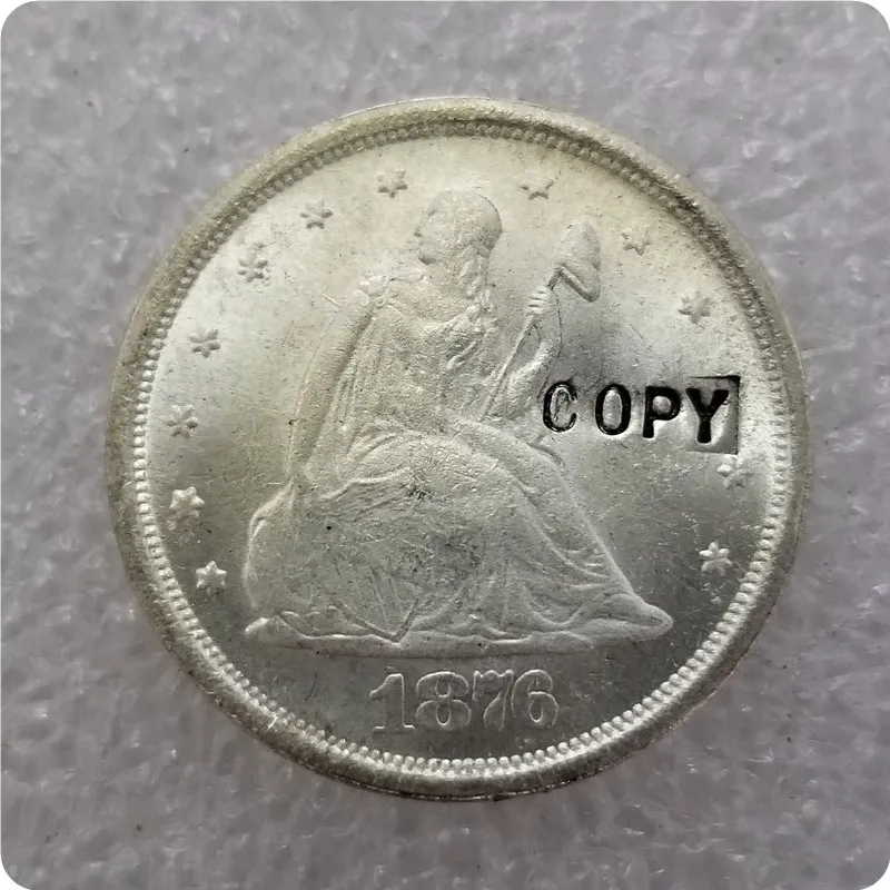 Копия копии 1875,1875 S, 1875CC, 1876, 1876CC, 1877,1878 Liberty seat Twenty Cent - Цвет: 1876 UNC