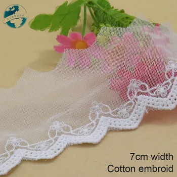 

3yards 7cm wide Cotton embroid lace edge sewing ribbon guipure trim wedding lace DIY Garment Accessories african doll lace#3945