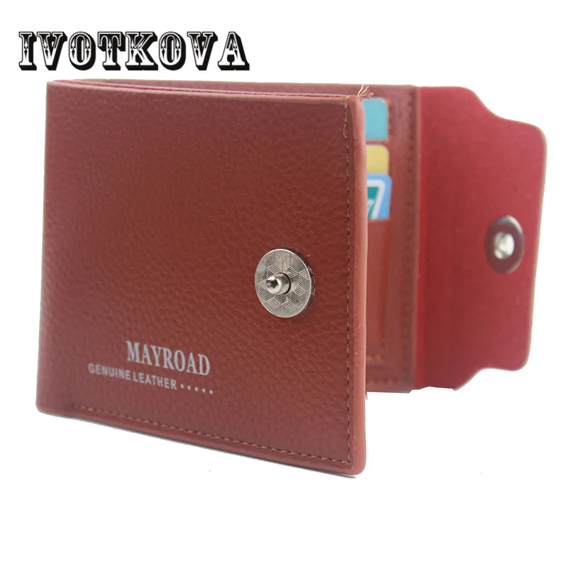 

IVOTKOVA 2016 short style men wallet solid black color Split leather money wallet brand purse with card holder Free shipping