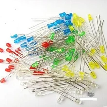 5 цветов x100pcs = 500 шт. яркий(белый/синий/зеленый/желтый/красный) светодиодный Диод 3 мм светодиодный свет лампы