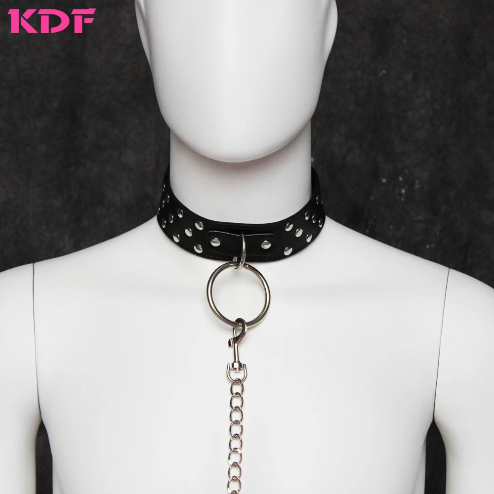 Кожаные заклепки для взрослых Slave ошейник поводок секс кольцо шеи женщин мужчин