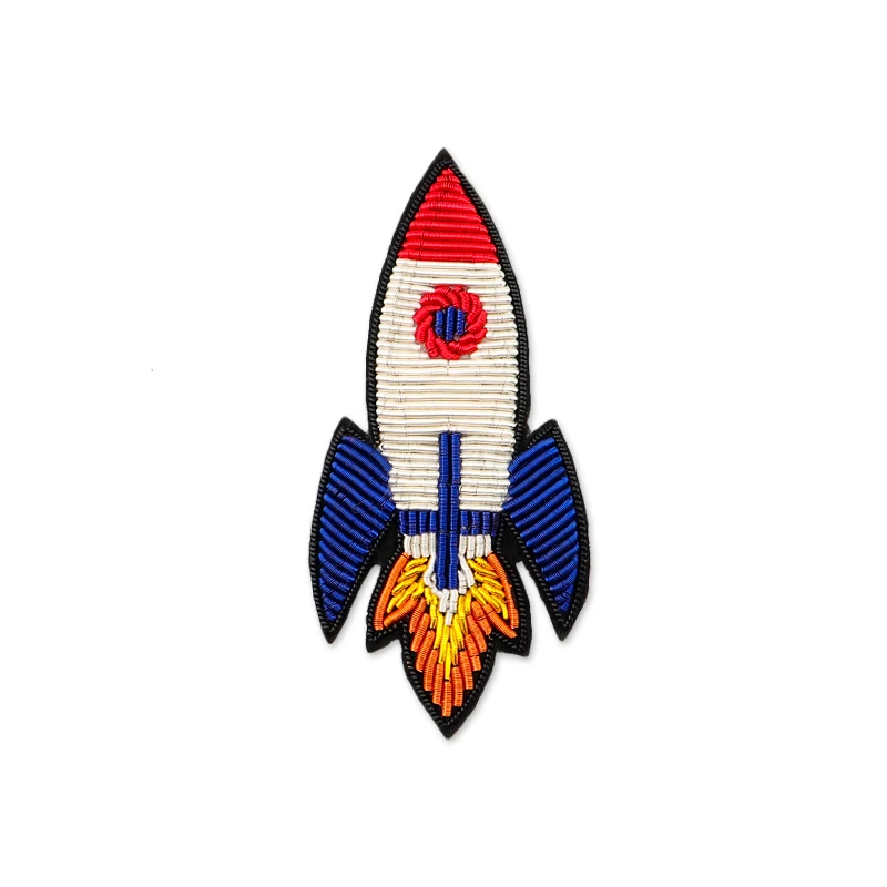 

rocket handmade embroidery badges New fashion design of metal wire button badge Cartoon animal interesting Brooch military pin